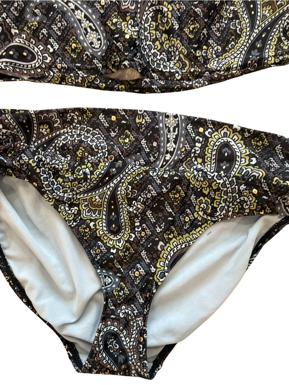 Athleta Paisley-Trim Tankini Top in Black, Yellow and White - Picture 3 of 5